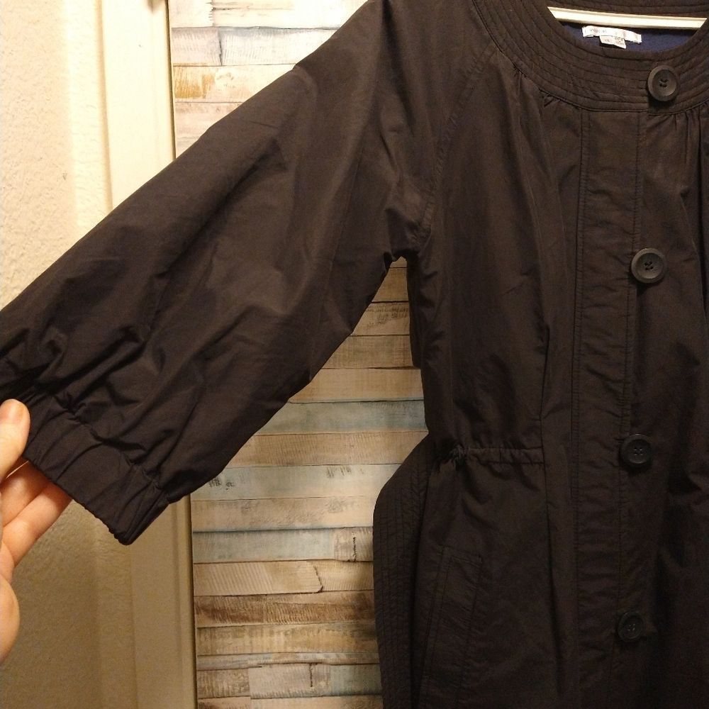 Vince Black Trench Style Belted Crew Neck Jacket - Picture 6 of 15